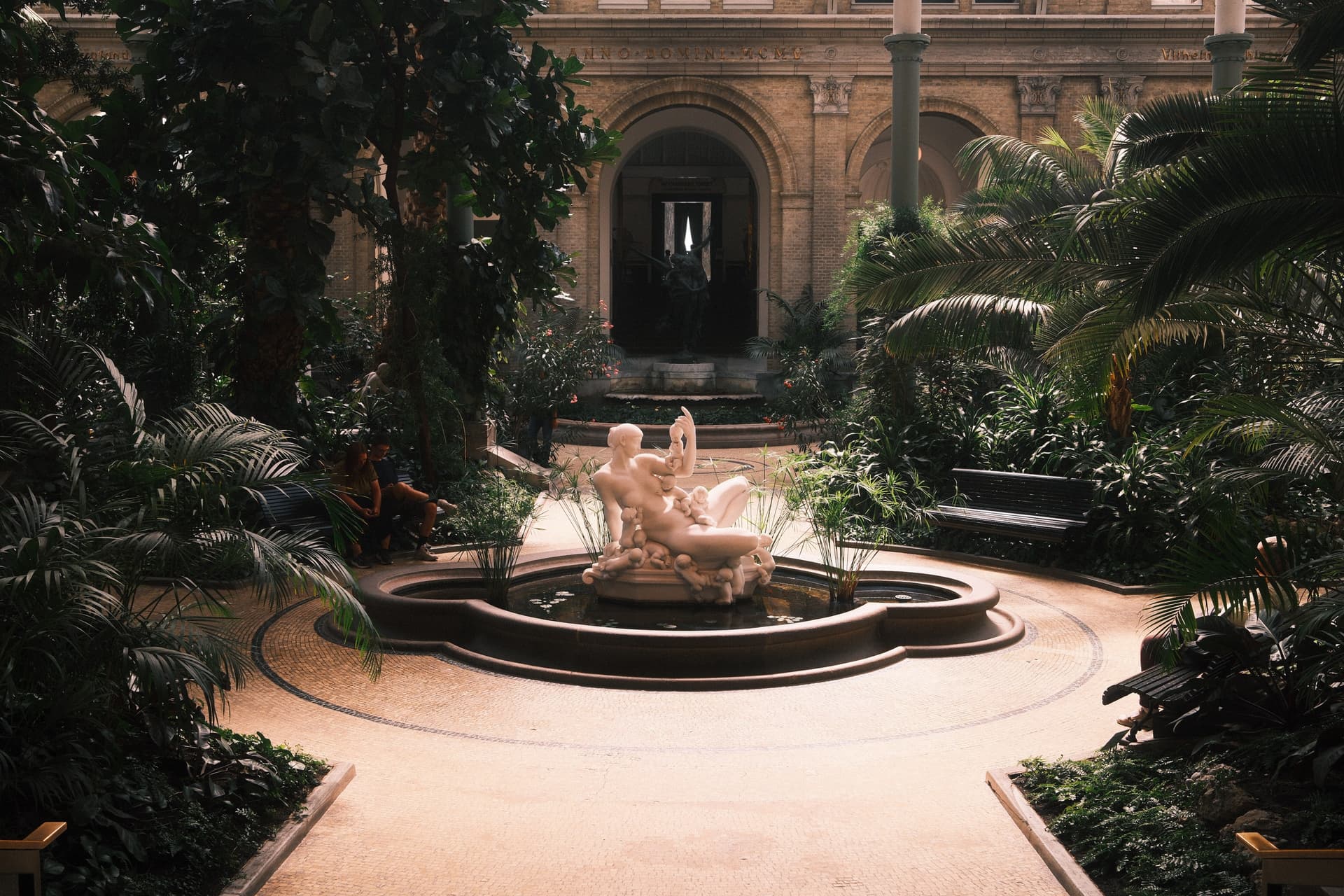 Museum courtyard with classical fountain